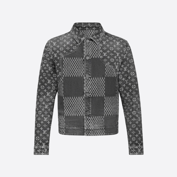 ルイ・ヴィトン ダミエ モノグラムプリント パッチワーク デニムジャケット
