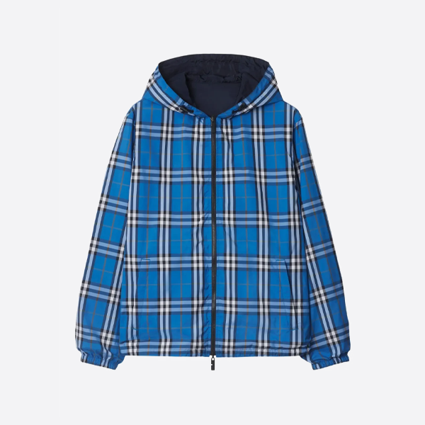 バーバリーチェック柄リバーシブルコート、ブルー