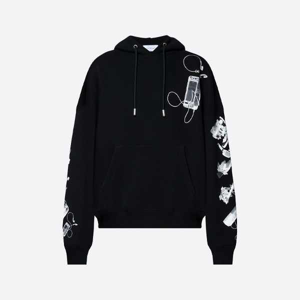 オフホワイト デジタルヘッドフォン アロープリント フード付きスウェットシャツ