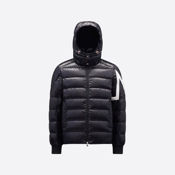 モンクレール ダブルピーク ストライプ フード付きダウンジャケット