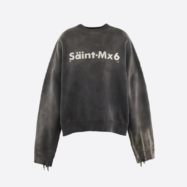 セントマイケル レタープリント クルーネックスウェットシャツ、ブラウン