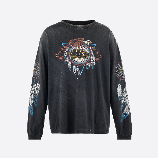 セント・マイケル・イーグル・フェザープリント ロングスリーブTシャツ