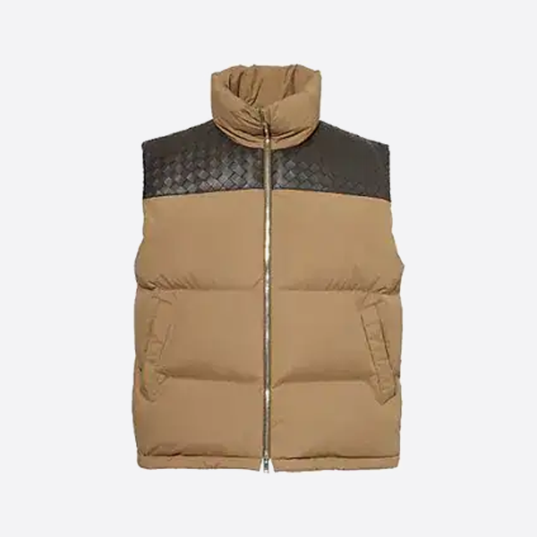 ボッテガ・ヴェネタ ラムスキン ウーブン ショルダーパネル ダウンベスト