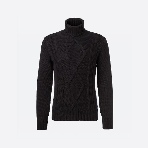 ブルネロ クチネリ チャンキーニット ケーブル タートルネック セーター（ブラック）