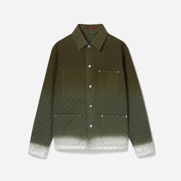 グッチ グリーン グラデーション ジャカード デニム ジャケット