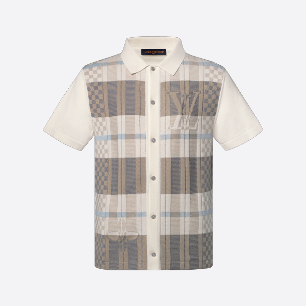 ルイ・ヴィトンのチェックジャカードレター半袖シャツ