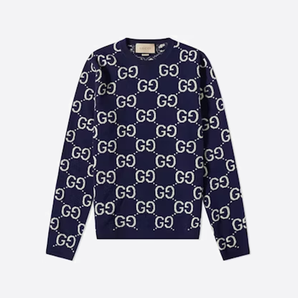 グッチ クルーネック セーター、ネイビーブルー
