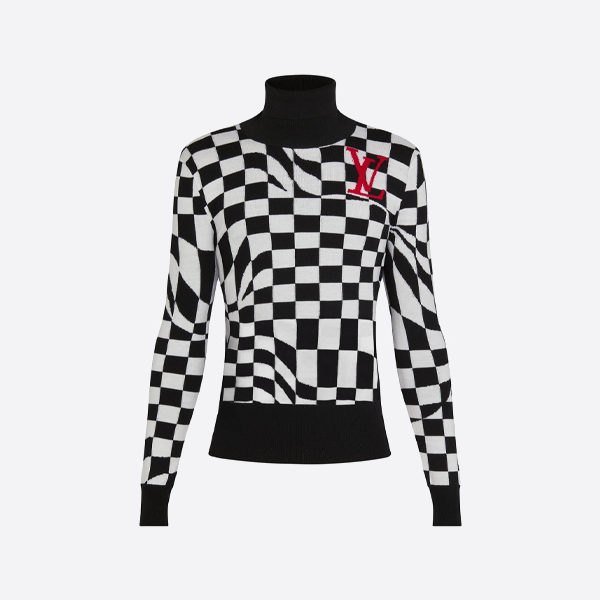 ルイ・ヴィトン ツイステッド ブラック＆ホワイト チェック柄セーター