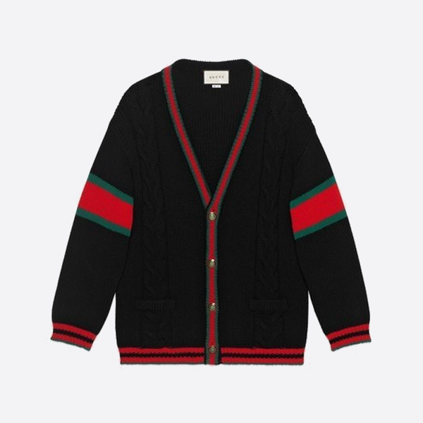 グッチ ケーブルニット セーター、ブラック