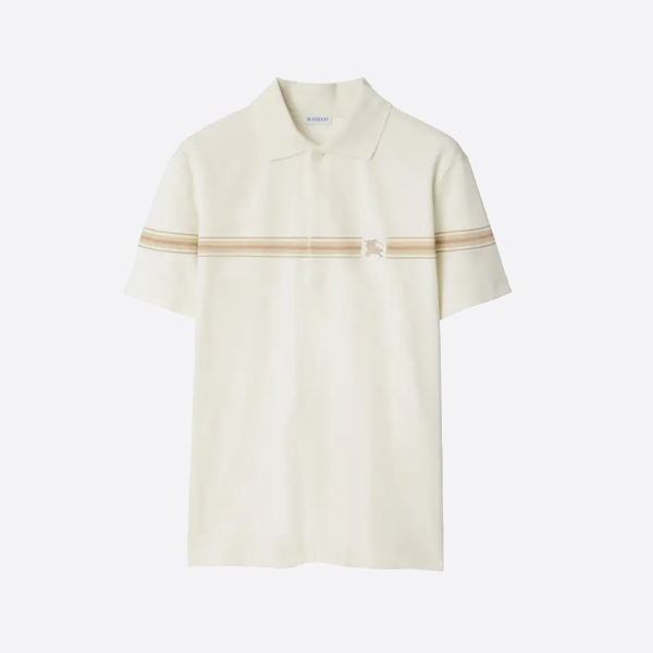 バーバリーのストライプ柄リトルウォーホースコットンポロシャツ