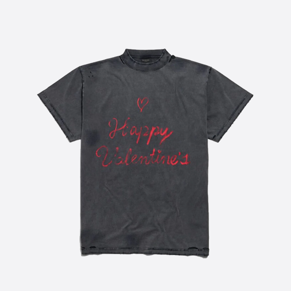 バレンシアガ バレンタインデー限定版 ハートレター リップドウォッシュ 半袖Tシャツ
