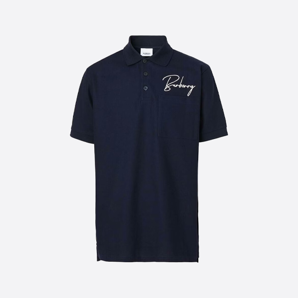 バーバリー アートシグネチャー 半袖ポロシャツ（ブルー）