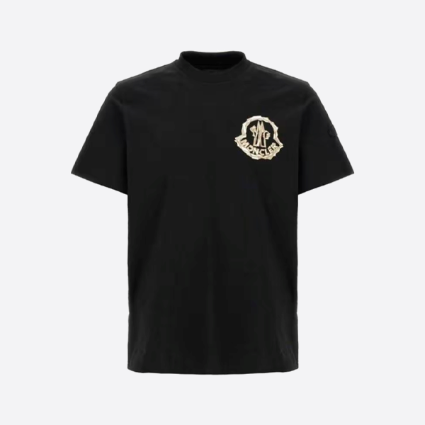 モンクレール プラスチゾールプリント 半袖Tシャツ、ブラック