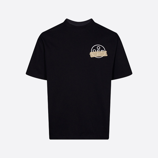 オフホワイト イエローテープアロー 半袖シャツ、ブラック