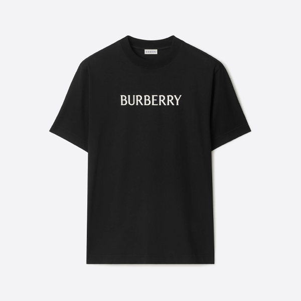 バーバリーのロゴ入り半袖シャツ、ブラック