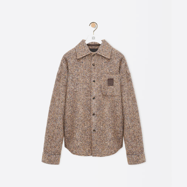 ロエベ レザーポケット ウールブレンドコート