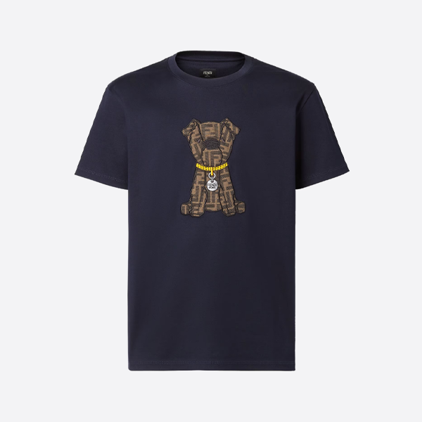 フェンディ ヘビーインダストリー 刺繍入りペット犬ダブルFレター半袖Tシャツ