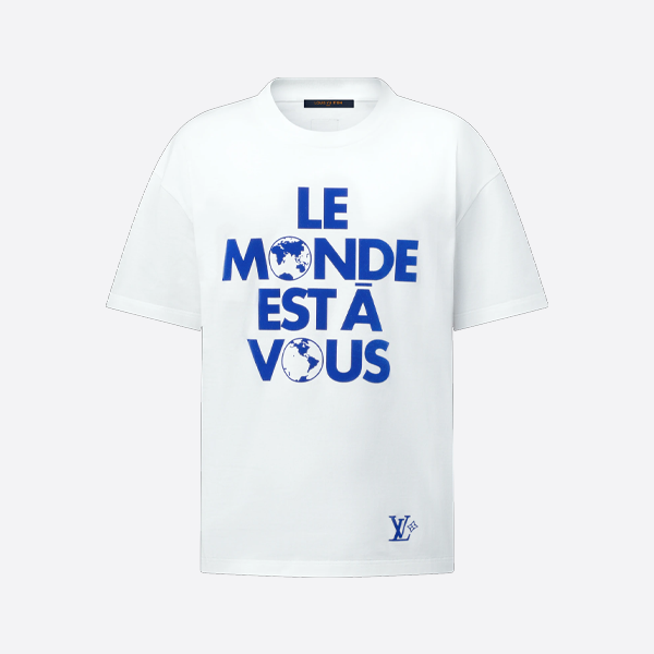 ルイ・ヴィトン ブルー フロッキープリント 半袖Tシャツ