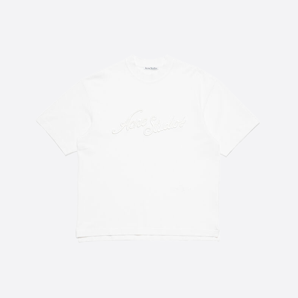 アクネ ストゥディオズ 刺繍入りレタープリント半袖Tシャツ、ホワイト
