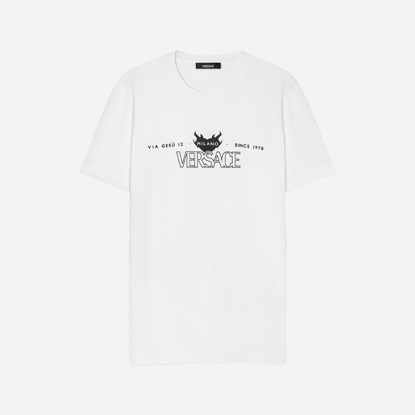 ヴェルサーチのロゴプリント入り半袖シャツ