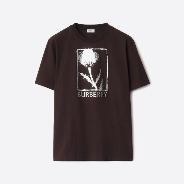 バーバリー アザミ柄 コットン 半袖Tシャツ