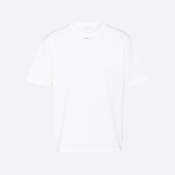 プラダのロゴ入りシルクTシャツ、ホワイト