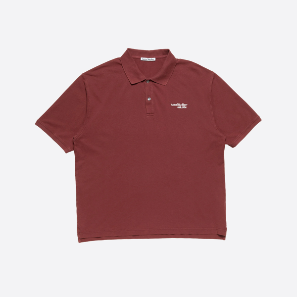アクネ ストゥディオズ 刺繍ロゴ入り半袖ポロシャツ（レッド）