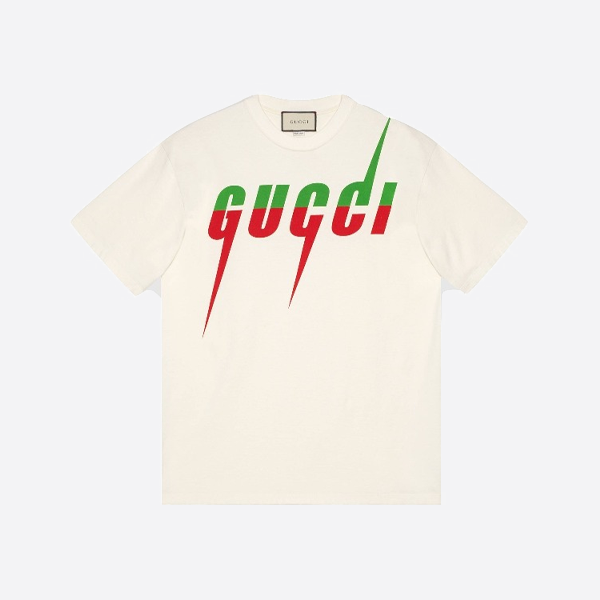 グッチの稲妻プリント半袖Tシャツ