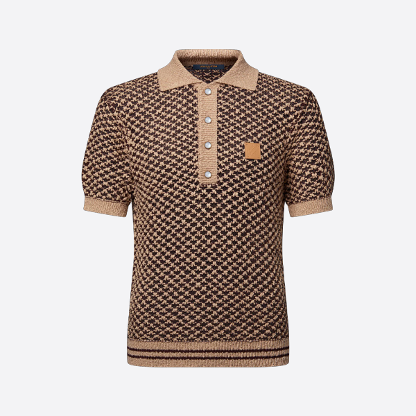 ルイ・ヴィトン レザーバッジ メッシュニット 半袖ポロシャツ