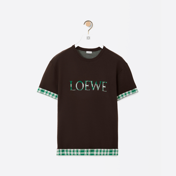 ロエベ ウールストライプ半袖Tシャツ（ブルー）