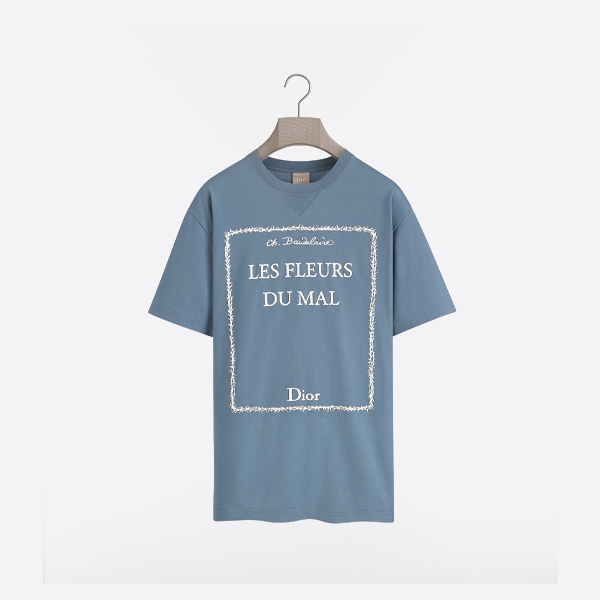 ディオール ドラキュラをテーマにした刺繍入り半袖Tシャツ、ブルー