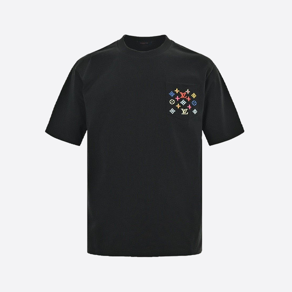 ルイ・ヴィトン ポケット付きカラフルモノグラム刺繍入り半袖Tシャツ