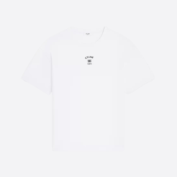 セリーヌ 凱旋門ロゴ 半袖Tシャツ、ホワイト