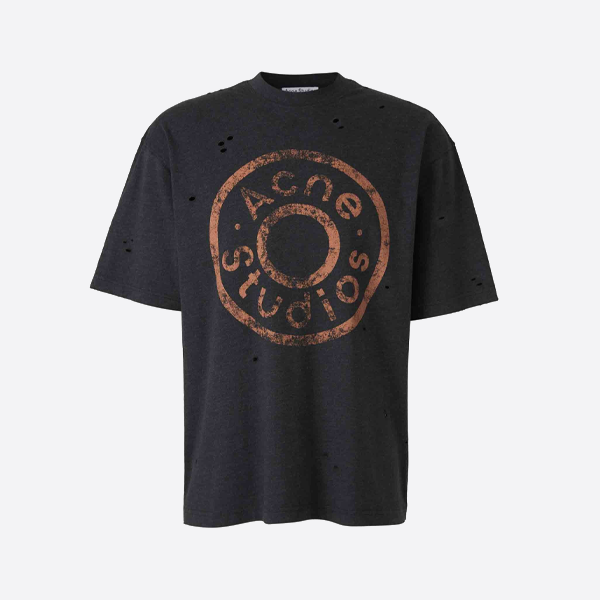 アクネ ストゥディオズ ダメージプリント 破れ加工 半袖Tシャツ