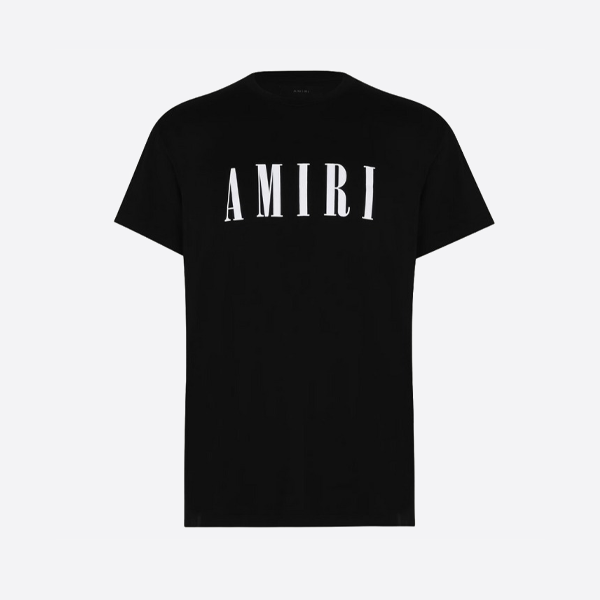 AMIRI 厚手の糊を使った文字プリント半袖Tシャツ、ブラック