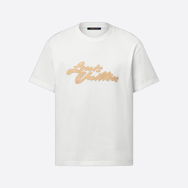 ルイ・ヴィトン ロゴ刺繍入り半袖シャツ、ホワイト