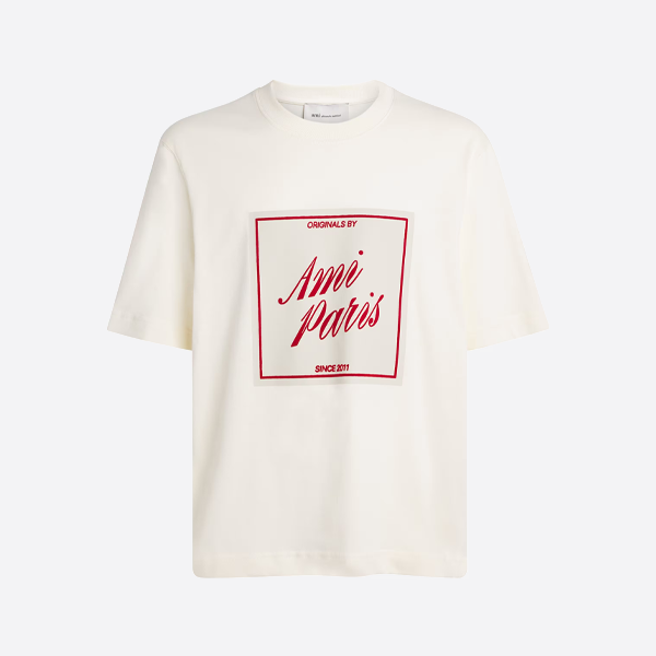 アミパリ レトロ フロッキーレタープリント 半袖