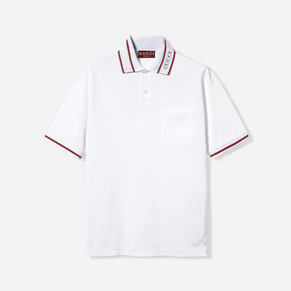 グッチ リブジャカードポロシャツ、ホワイト