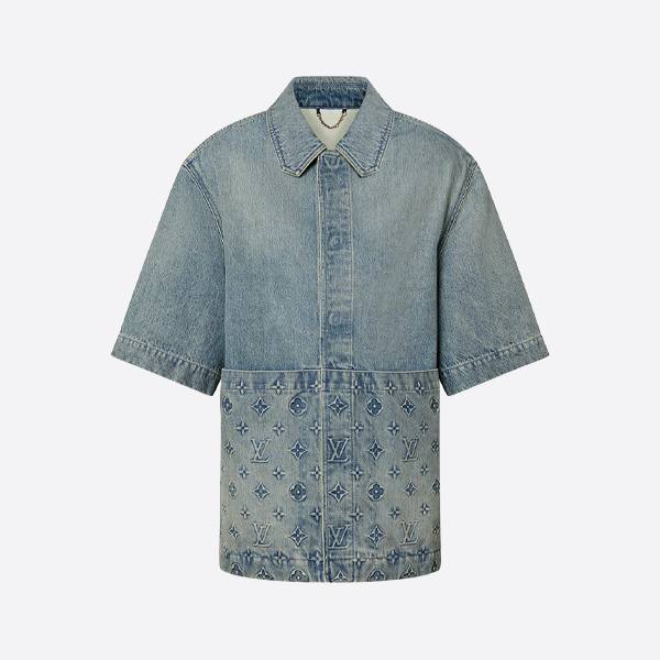 ルイ・ヴィトン モノグラム型押しデニム半袖シャツ