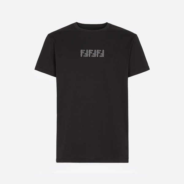 フェンディの竹柄刺繍入りダブルFロゴ半袖シャツ