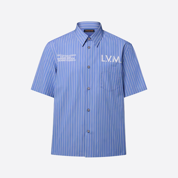 ルイ・ヴィトン レター スローガン ストライプ 半袖シャツ