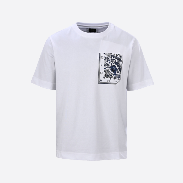 フェンディ コーラルフラワーポケット付き半袖Tシャツ