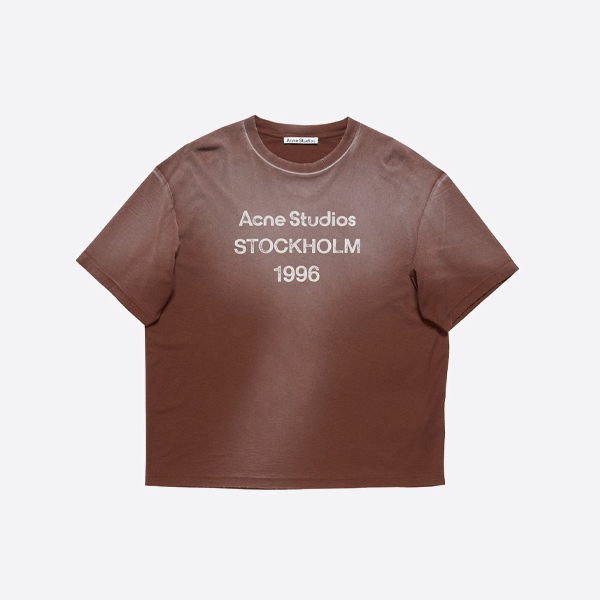 アクネ ストゥディオズ プリント ダメージ加工ロゴ 半袖Tシャツ