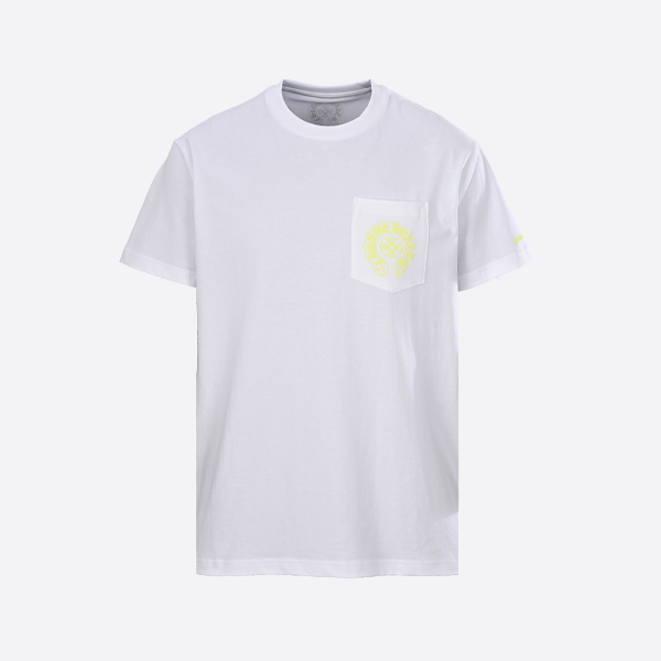クロムハーツ ポケット イエロー サンスクリットスクロールプリント 半袖Tシャツ