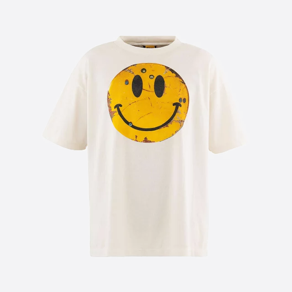 聖ミカエルのラスティスマイリーフェイスプリント半袖Tシャツ