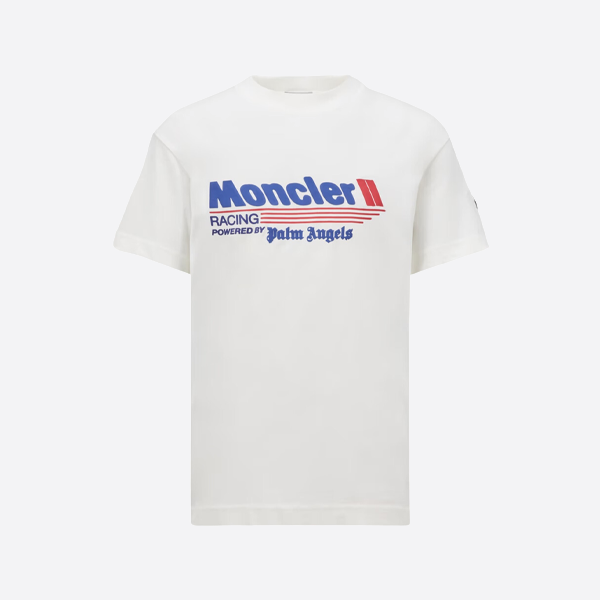 モンクレール＆パームエンジェルス コラボレーション レーシングプリント 半袖Tシャツ（ホワイト）