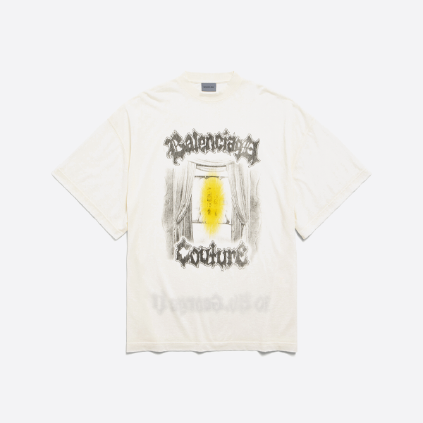 バレンシアガ ゴシックレター 半袖Tシャツ、ホワイト