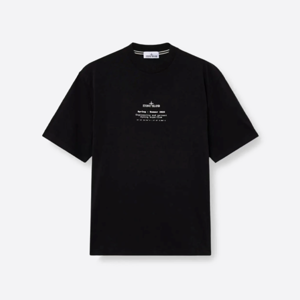 ストーンアイランド プリント半袖Tシャツ、ブラック
