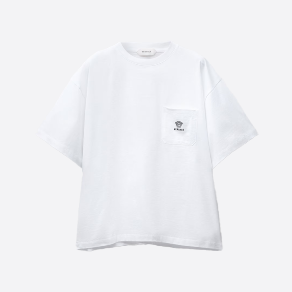 ヴェルサーチ パッチポケット刺繍入り半袖Tシャツ