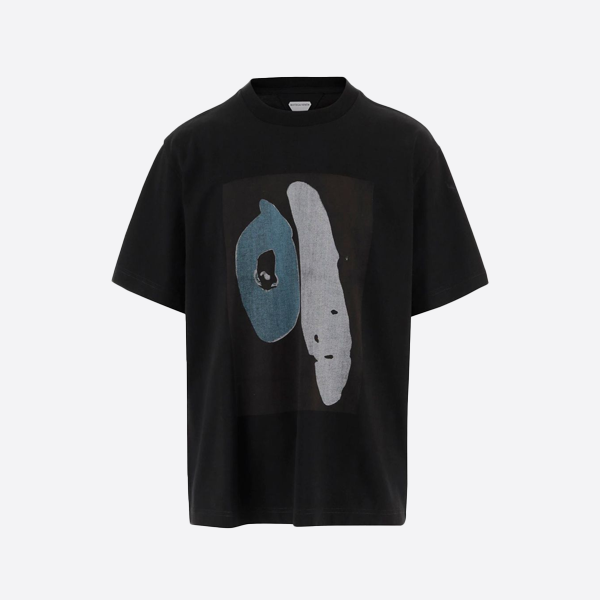 ボッテガ・ヴェネタ アブストラクトアートプリント 半袖Tシャツ、ブラック